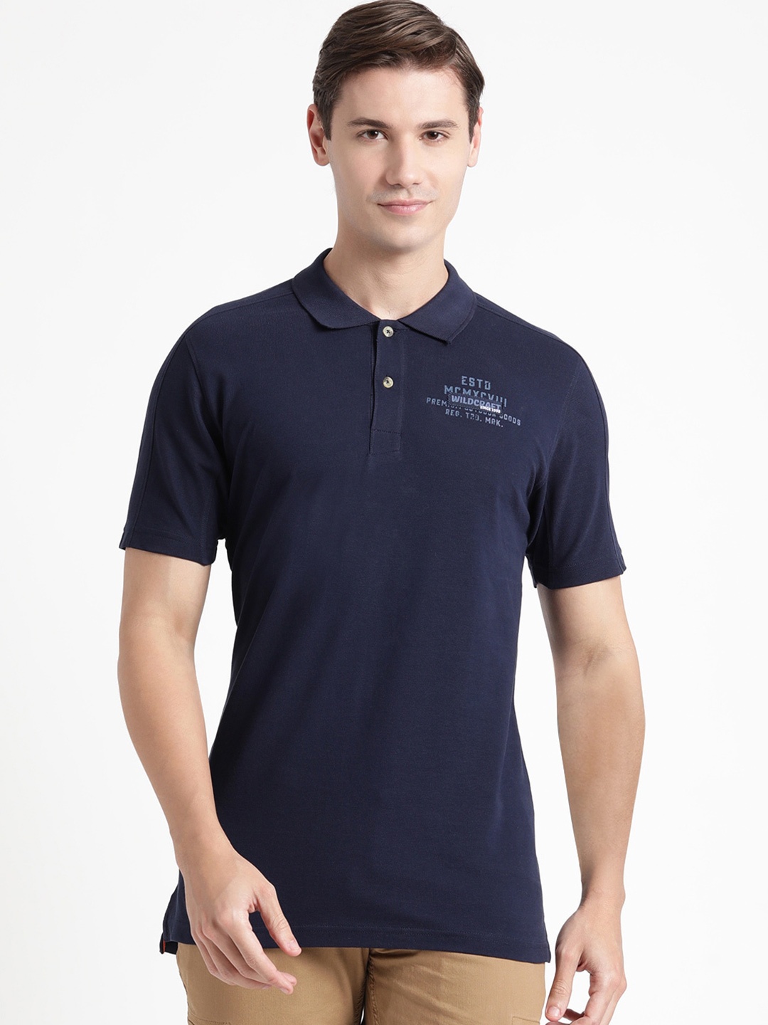 

Wildcraft Polo Collar Pure Cotton Rapid Dry T-shirt, Navy blue