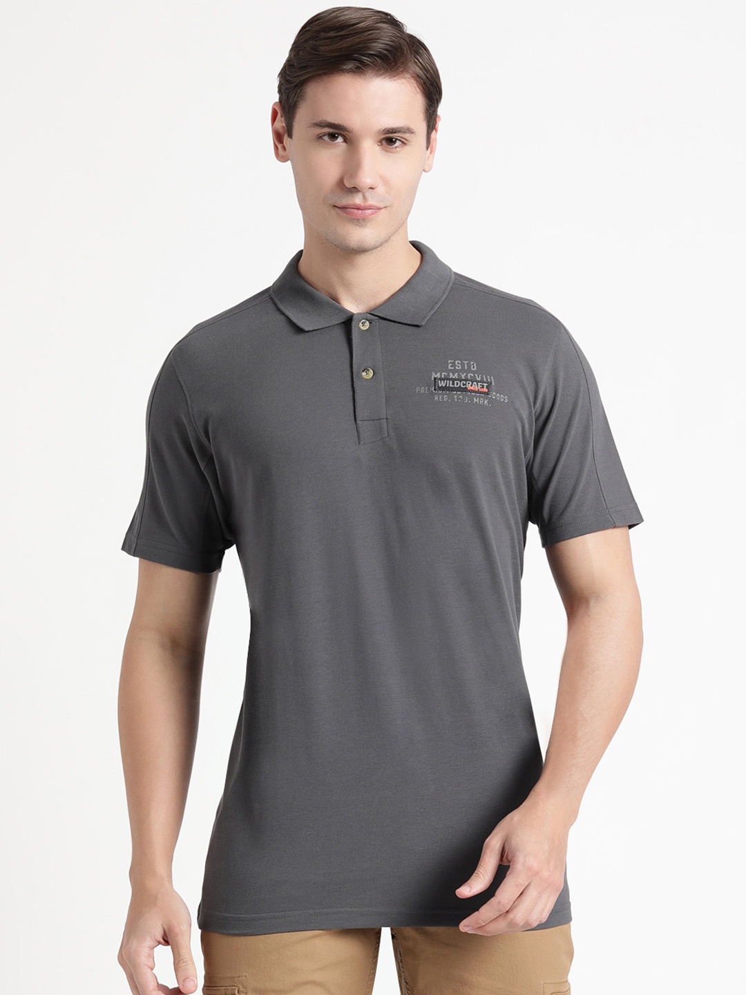 

Wildcraft Polo Collar Pure Cotton Rapid Dry T-shirt, Grey