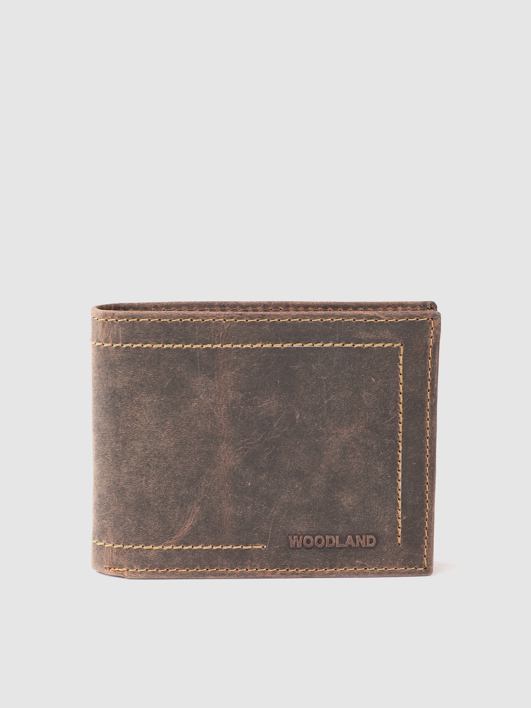 

Woodland Men Leather Two Fold Wallet, Brown