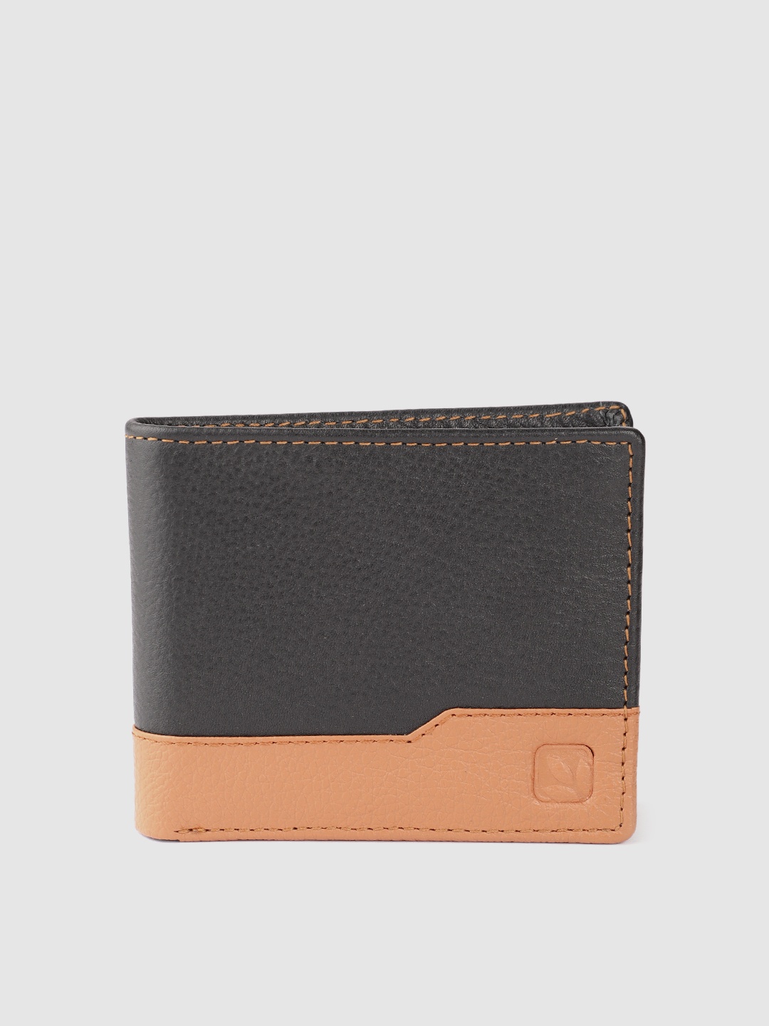 

Woodland Men Colourblocked Leather Two Fold Wallet, Black