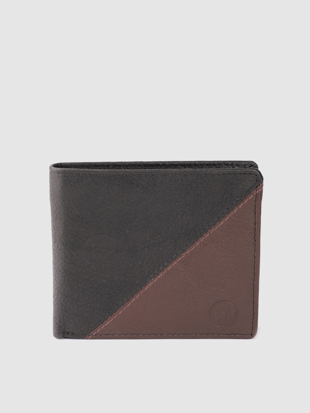 

Woodland Men Colourblocked Leather Two Fold Wallet, Black