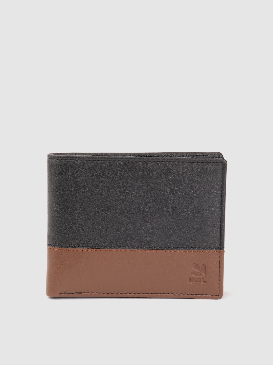 

Woodland Men Colourblocked Leather Two Fold Wallet, Black