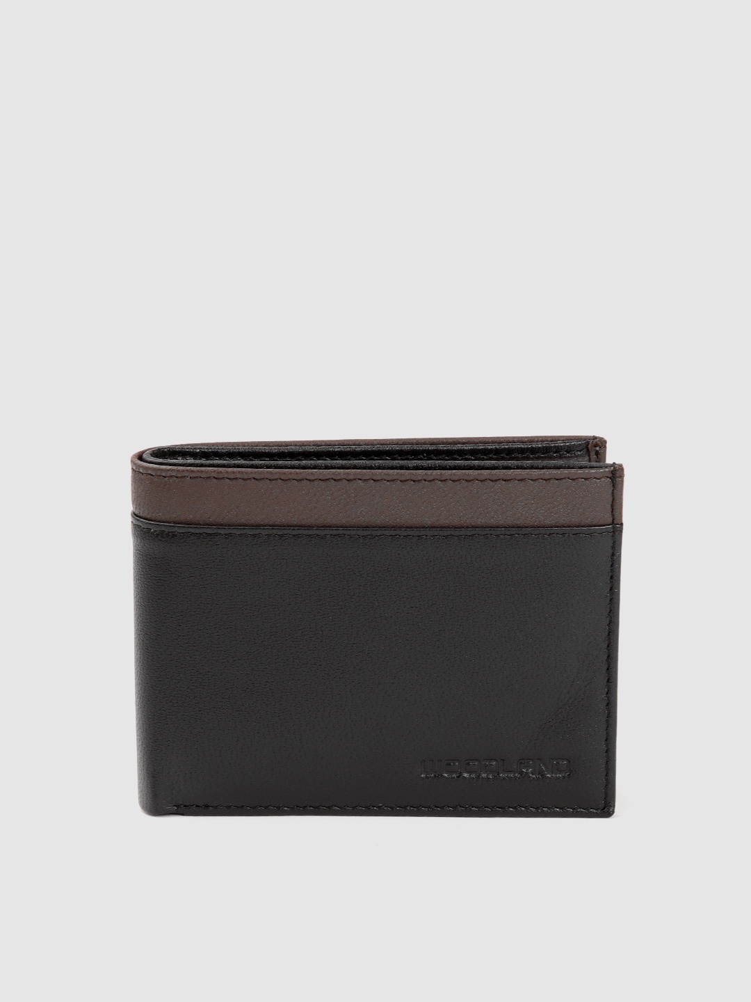 

Woodland Men Colourblocked Leather Two Fold Wallet, Black