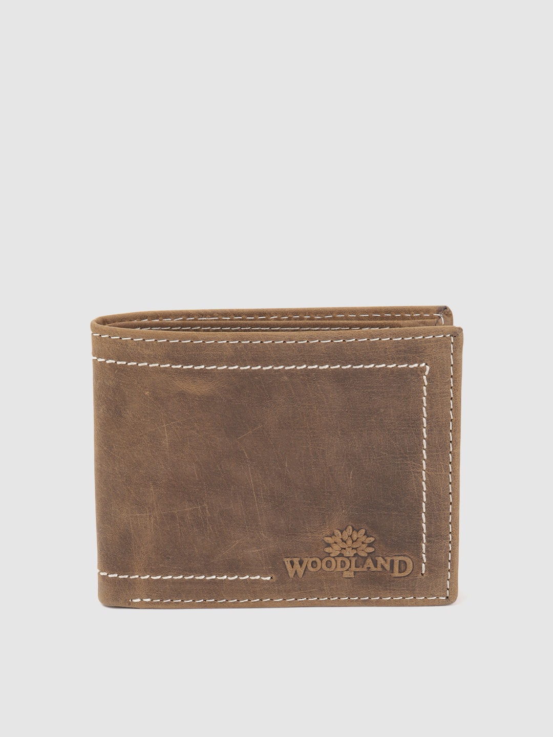 

Woodland Men Leather Two Fold Wallet, Brown