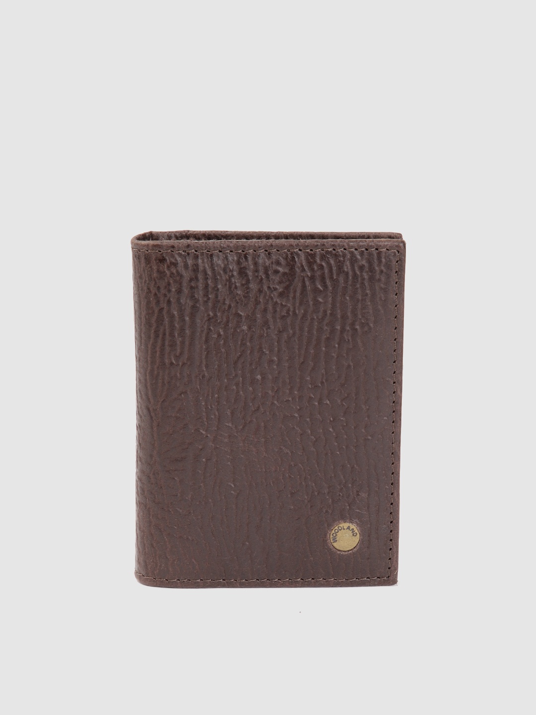 

Woodland Men Abstract Textured Leather Two Fold Wallet, Coffee brown