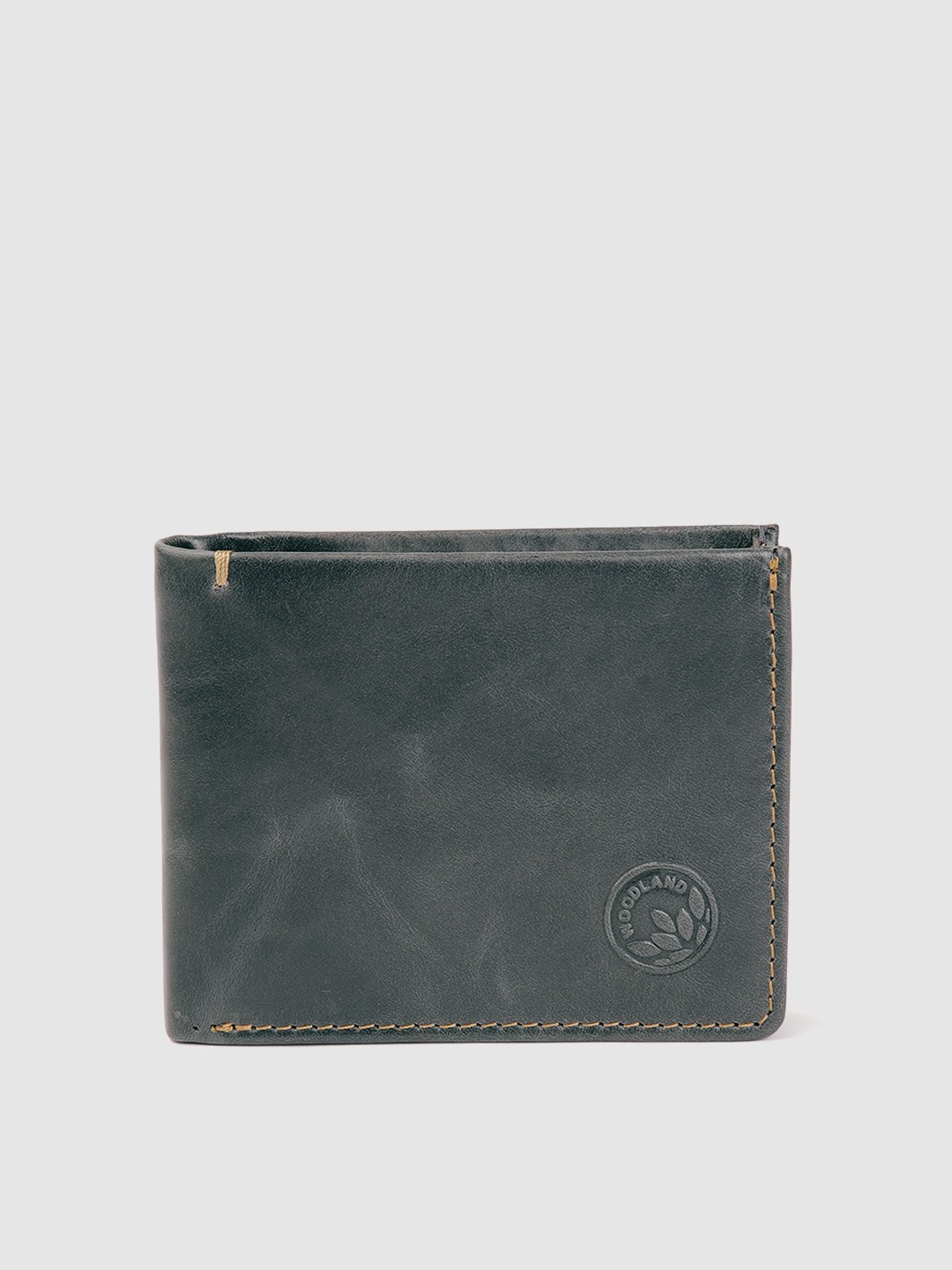 

Woodland Men Brand Logo Detail Leather Two Fold Wallet, Green