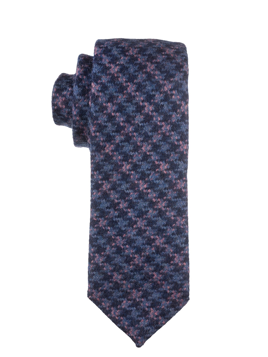 

The Tie Hub Men Wool Woven Design Skinny Tie, Blue
