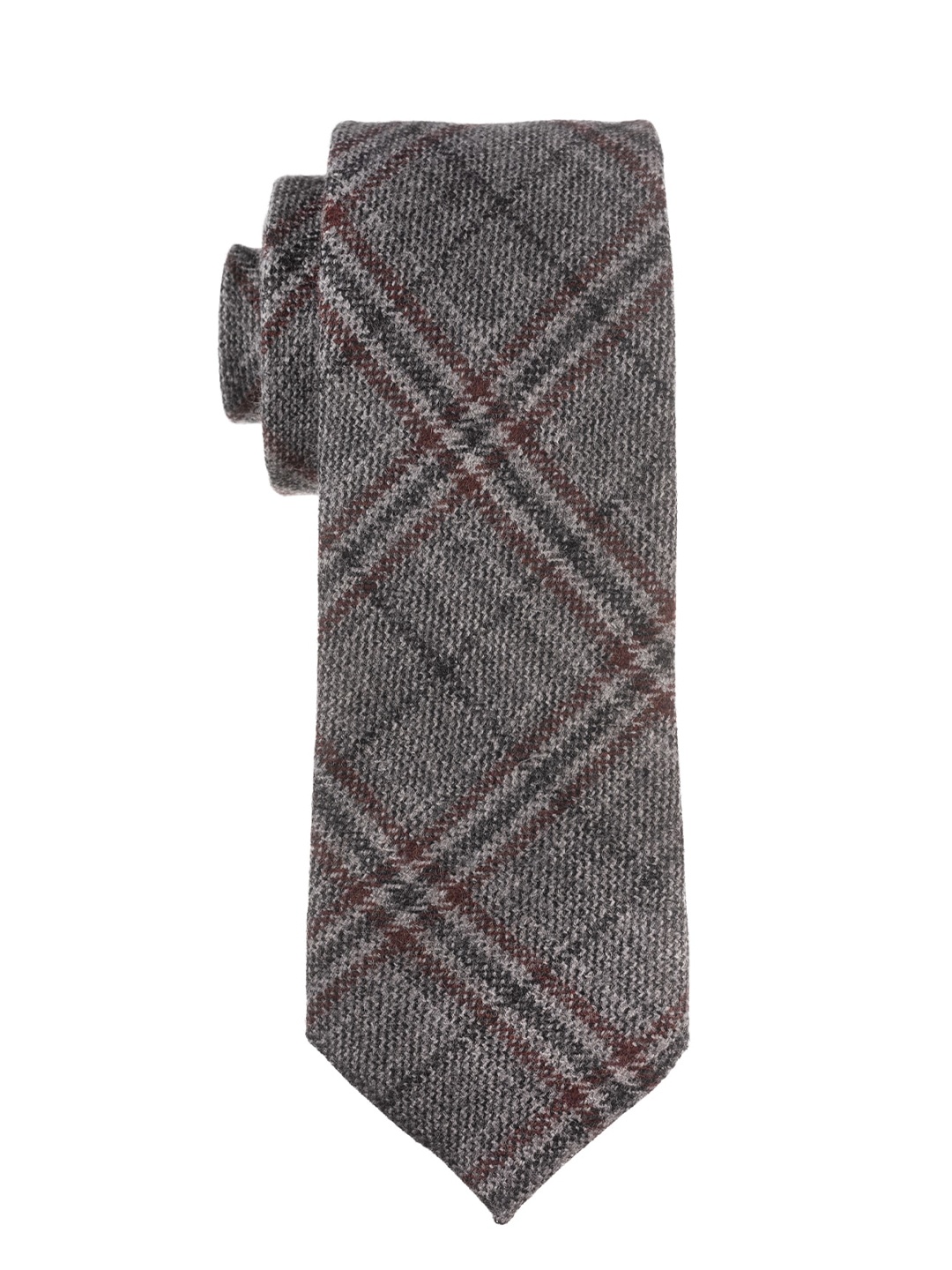 

The Tie Hub Men Wool Woven Design Skinny Tie, Grey