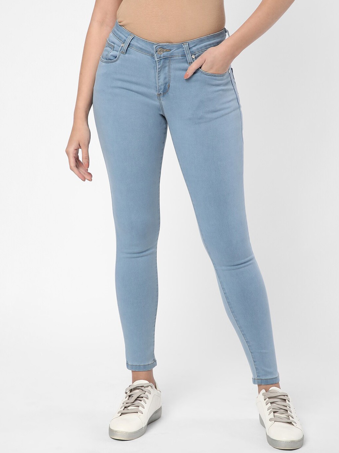 

R&B Women Skinny Fit Cotton Jeans, Blue