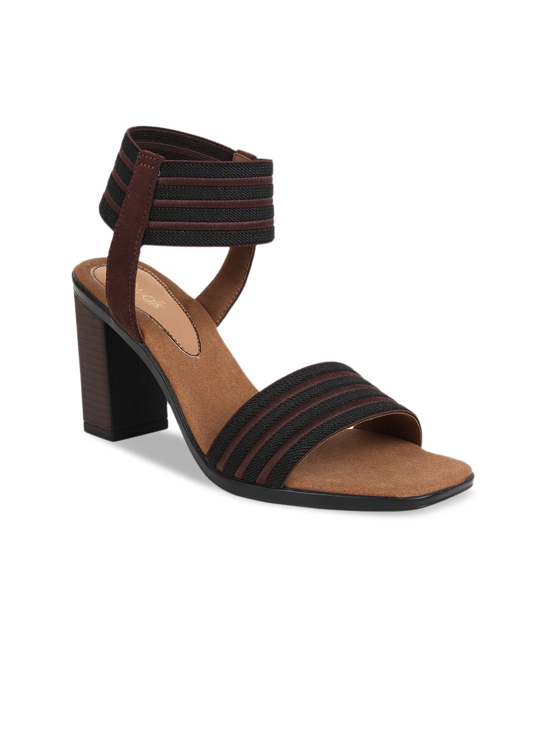 

Catwalk Striped Suede Block Heels, Brown