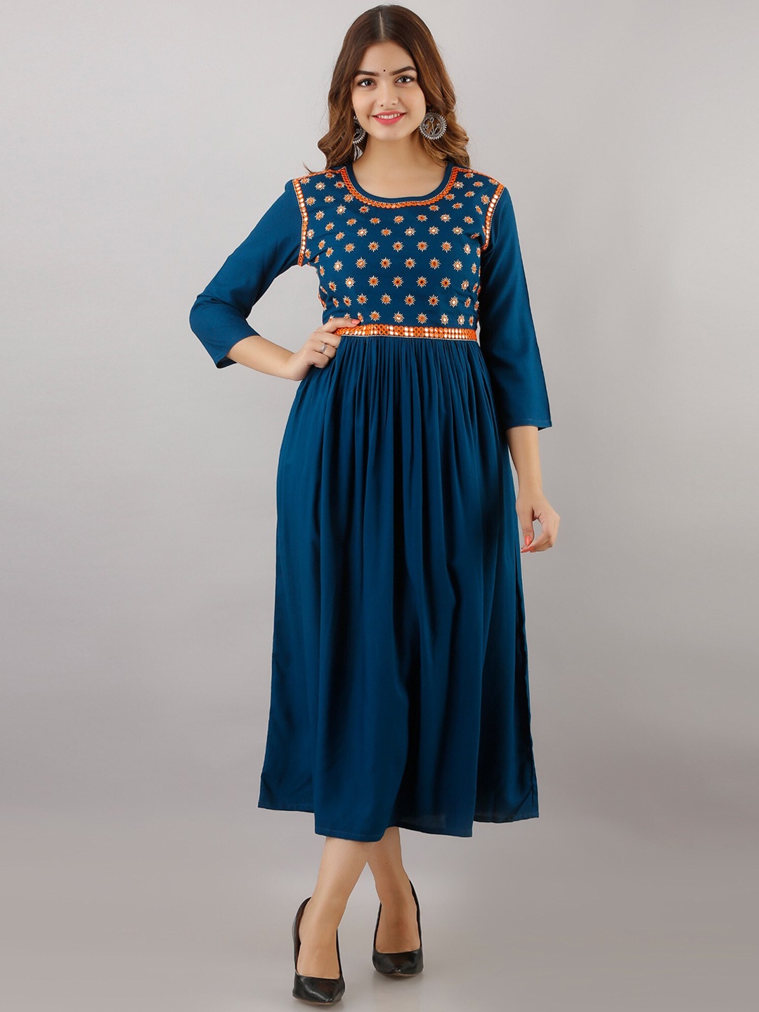 

Women Touch Ethnic Motifs Embroidered Ethnic Dress, Blue