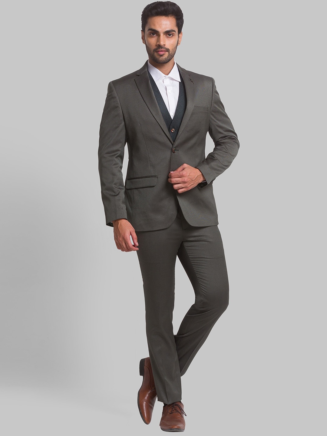 

Park Avenue Single-Breasted Super Slim-Fit 3-Piece Formal Suit, Grey