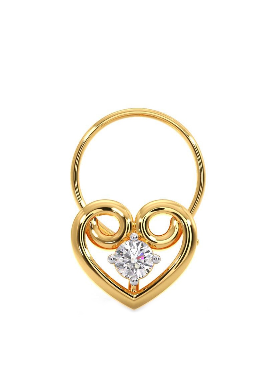 

CANDERE A KALYAN JEWELLERS COMPANY 18K Yellow Gold BIS Hallmark Diamond Nosepin
