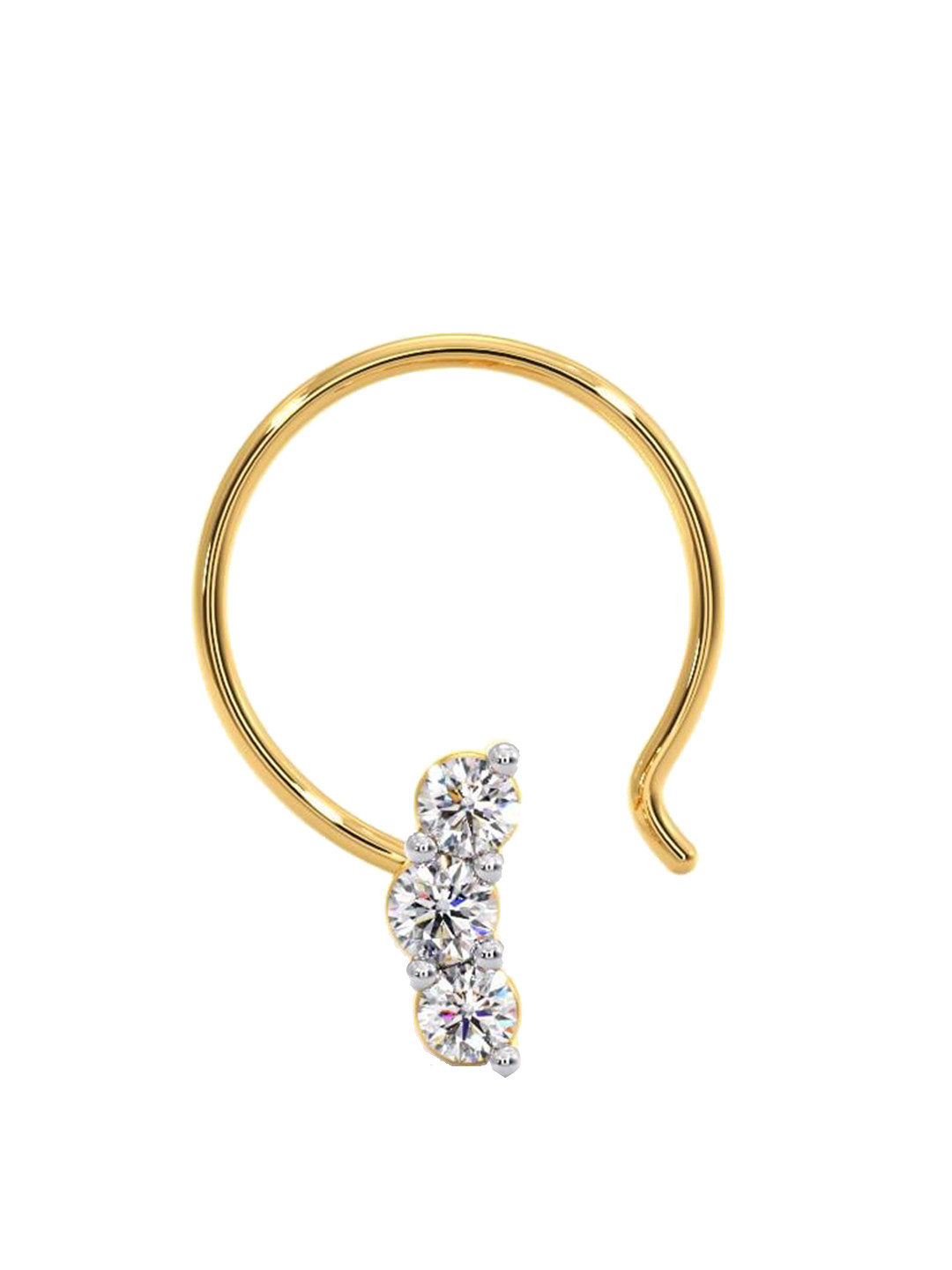 

CANDERE A KALYAN JEWELLERS COMPANY 18K Yellow Gold BIS Hallmark Diamond Nosepin