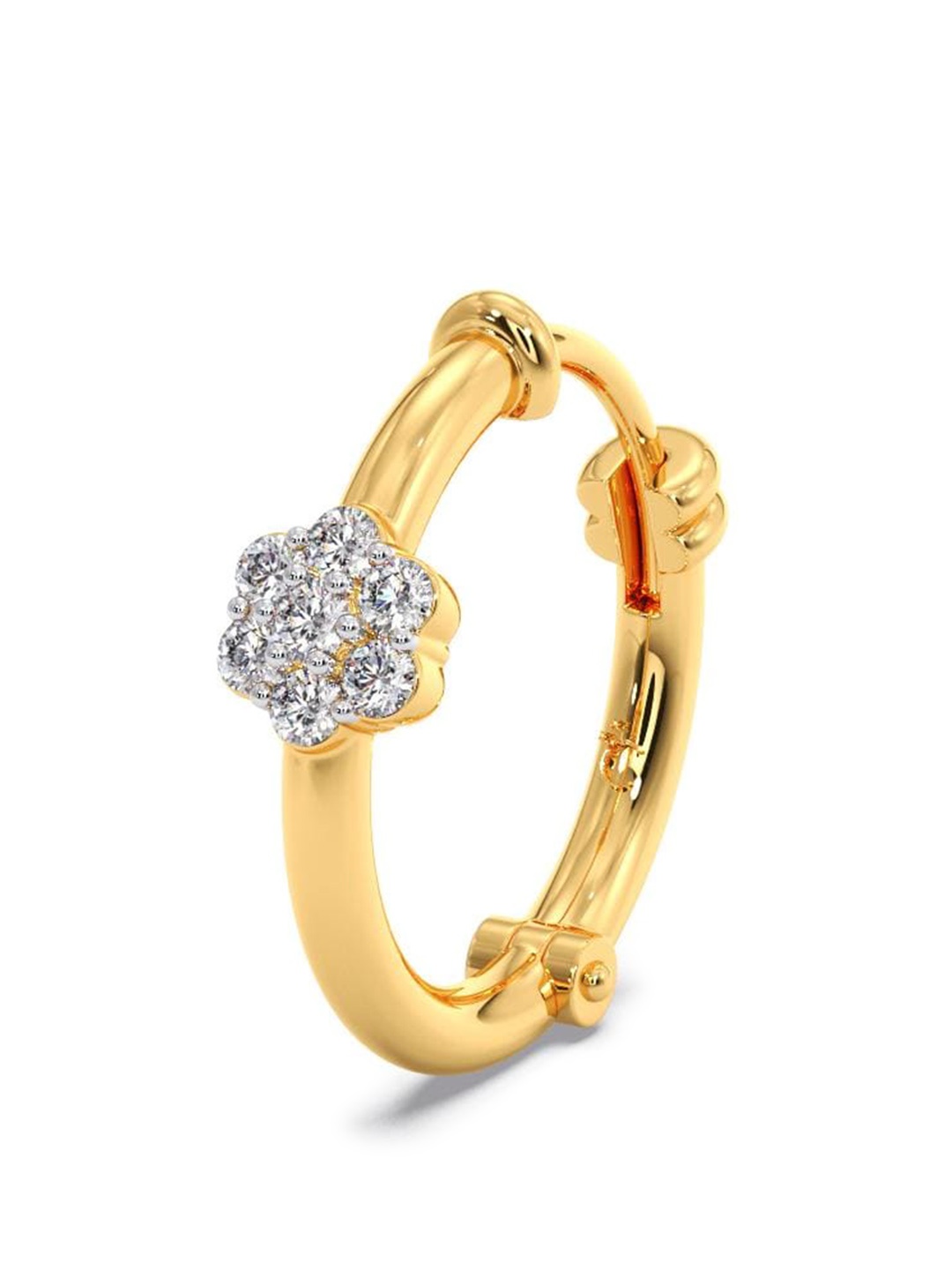 

CANDERE A KALYAN JEWELLERS COMPANY 18K Yellow Gold BIS Hallmark Diamond Nosepin