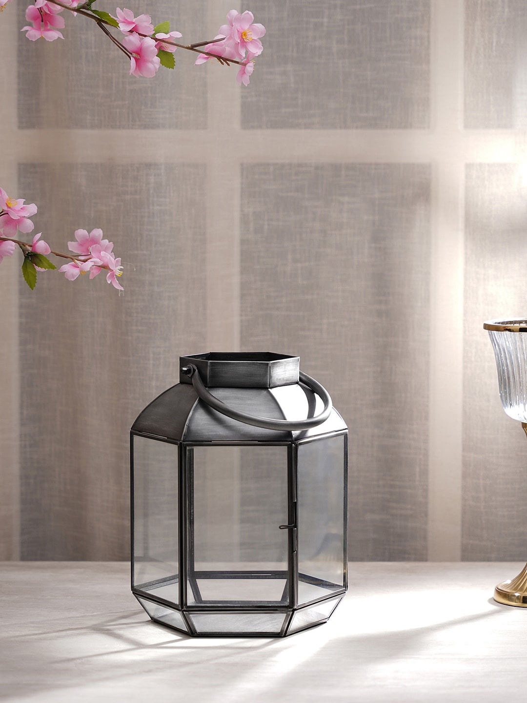 

Pure Home and Living Black & Transparent Lantern Candle Holder