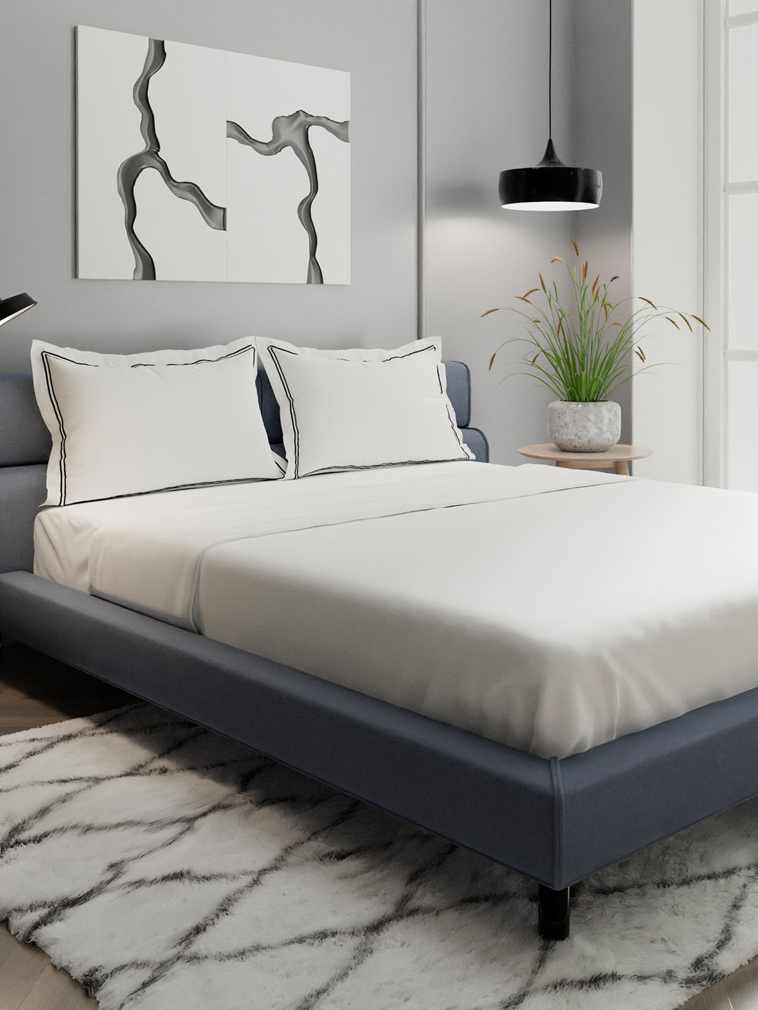 

Stoa Paris Classique White 230 TC Flat King Bedsheet with 2 Pillow Covers