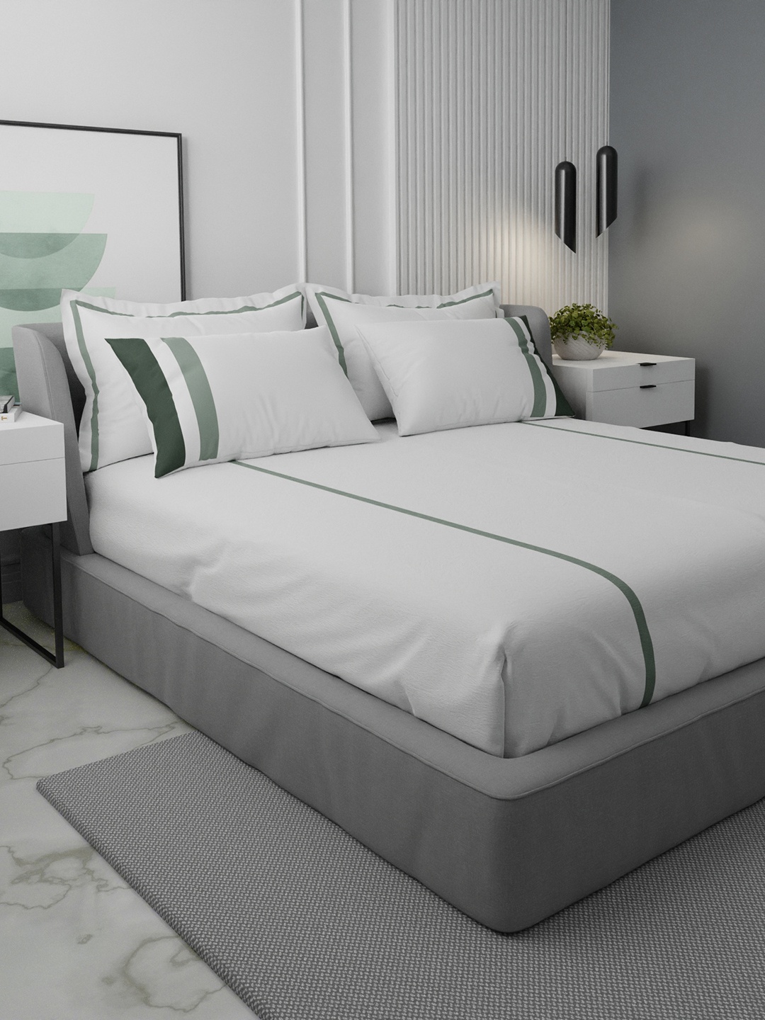 

Stoa Paris Classique Flat King Bedsheet with 4 Pillow Covers, Grey