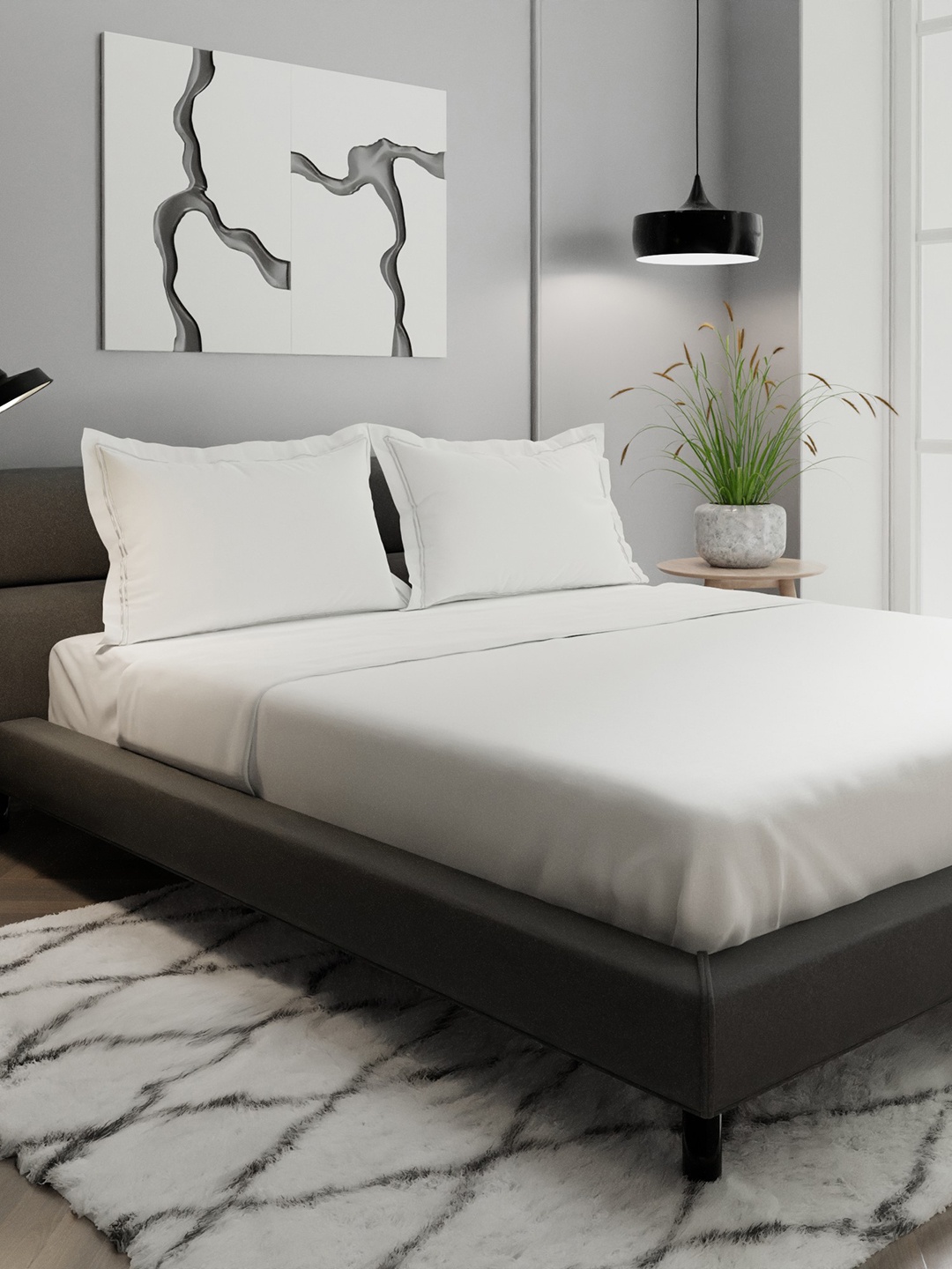 

Stoa Paris Elegance White 230 TC Polyester King Bedsheet with 2 Pillow Covers