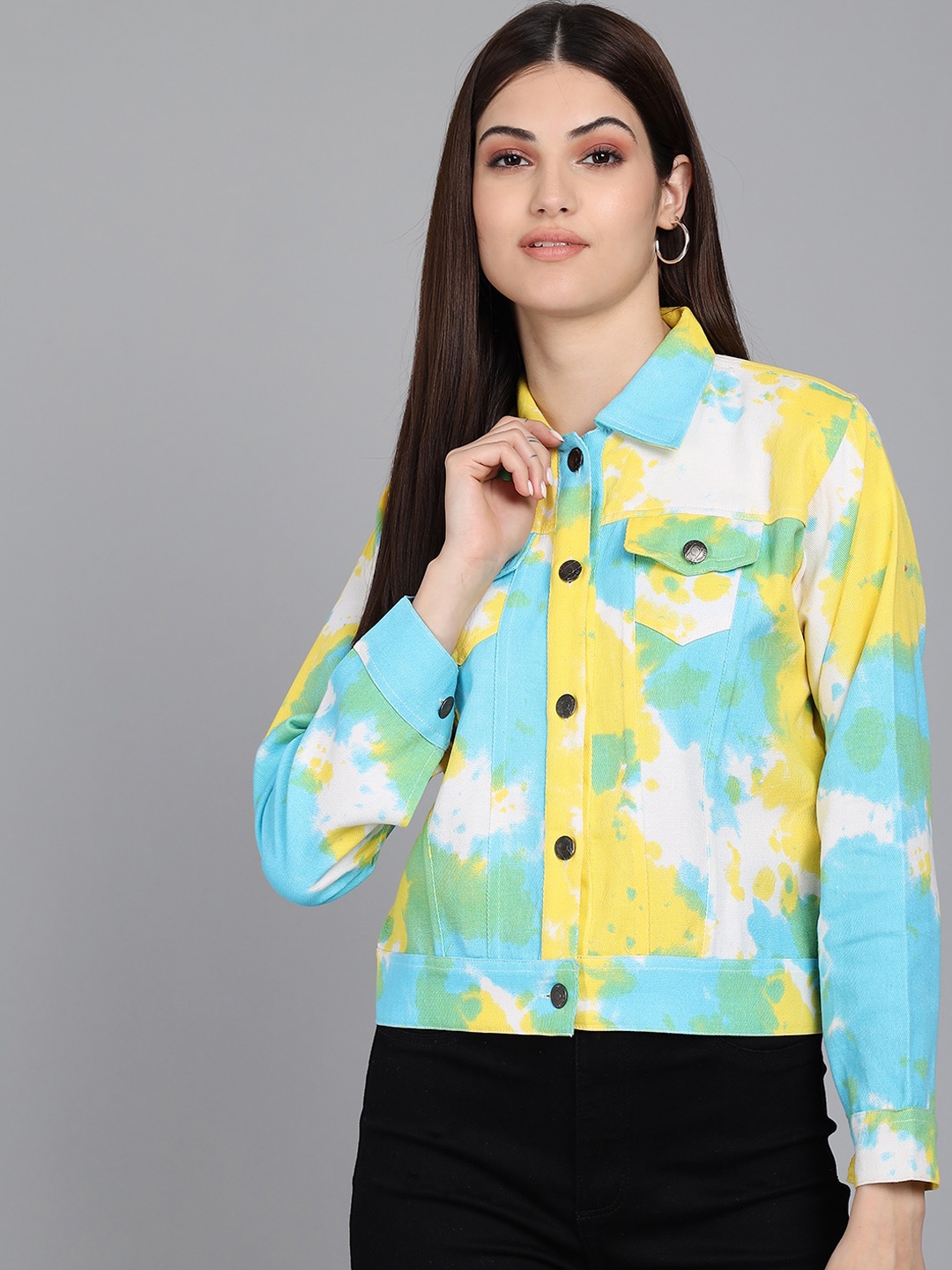 

Darzi Women Tie & Dye Organic Cotton Tailored Jacket, Yellow