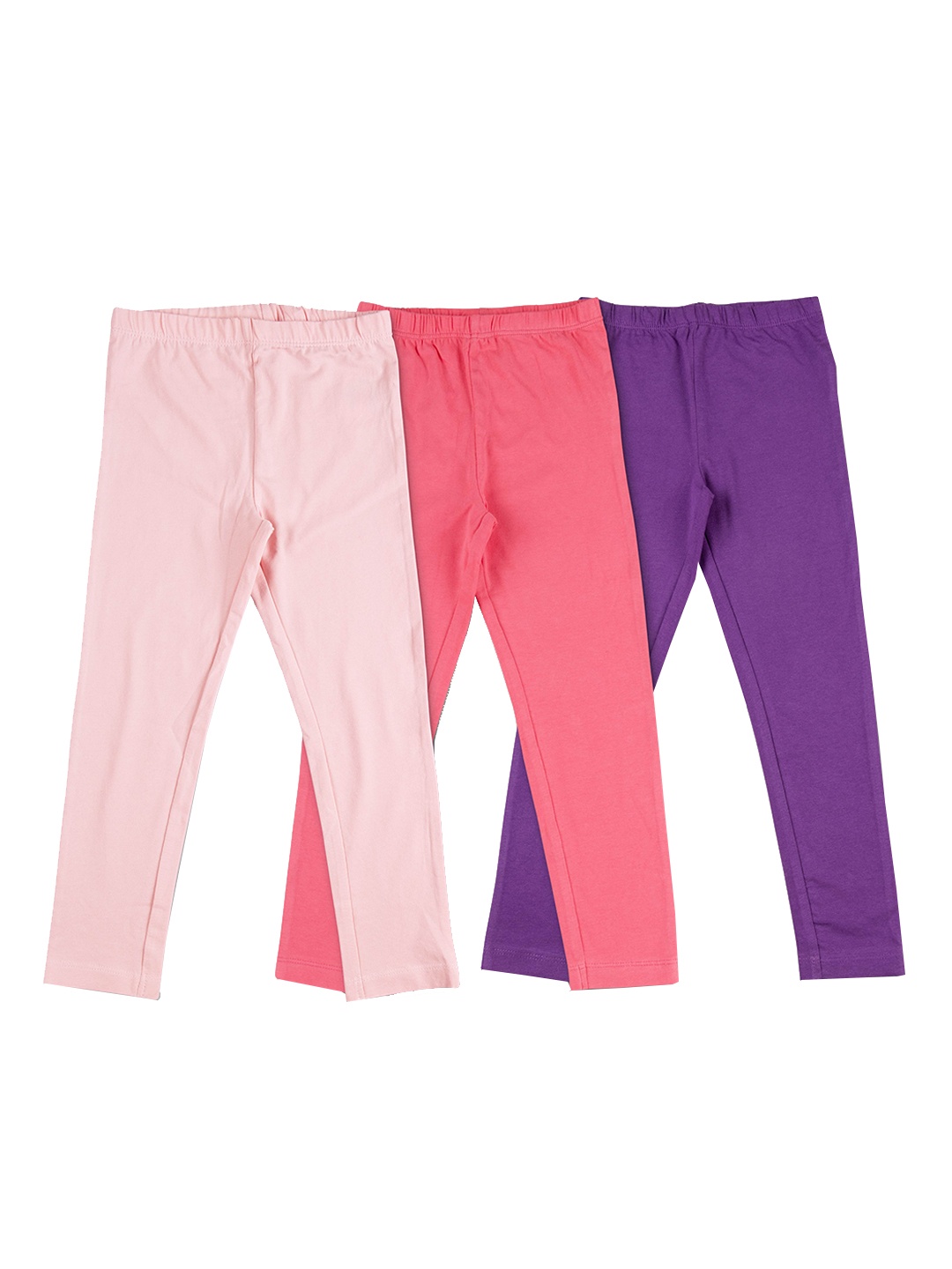 

JusCubs Girls Pack Of 3 Ankle-Length Cotton Lycra Leggings, Pink