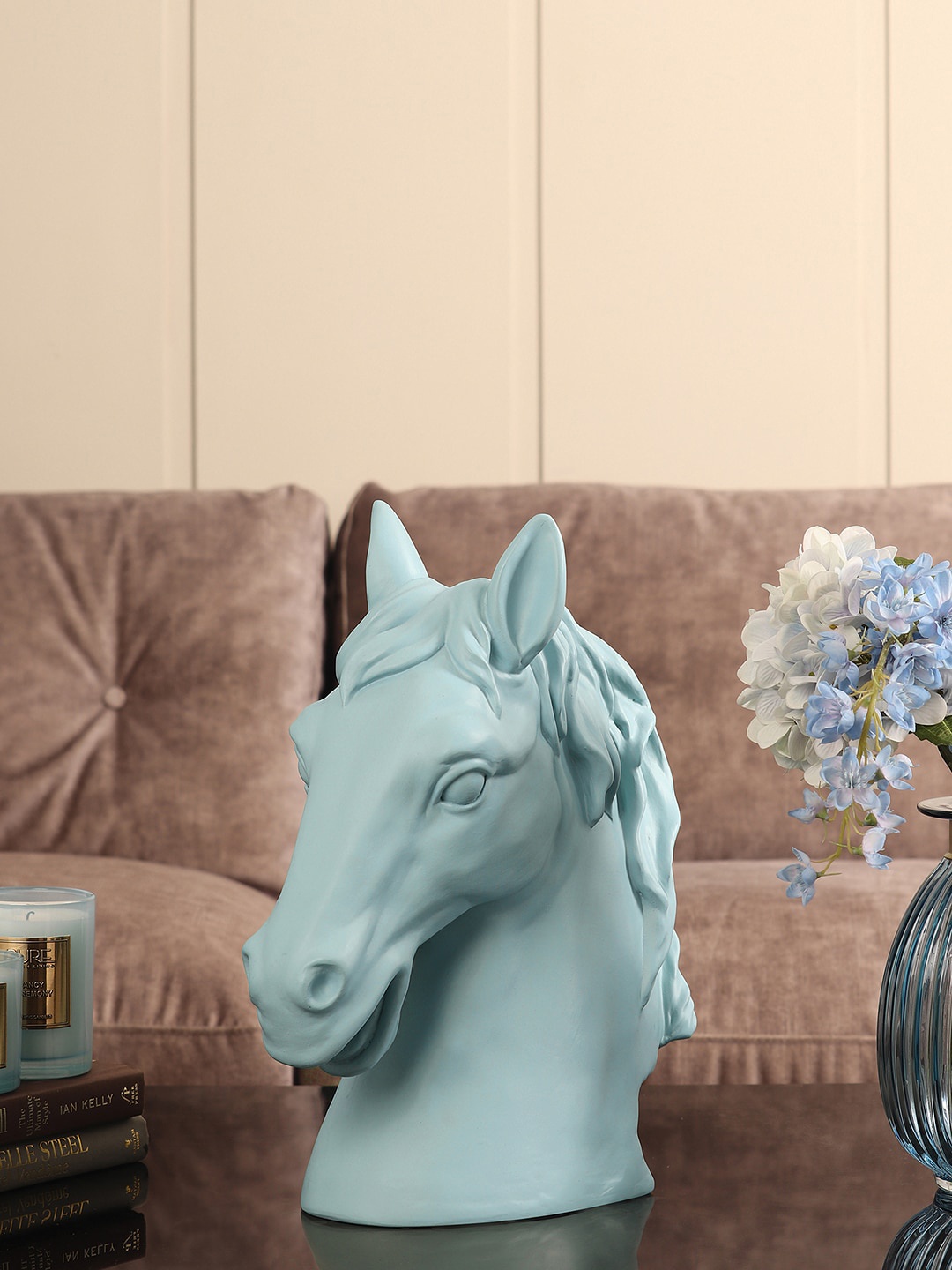 

Pure Home and Living Blue Polyresin Horse Head Figurine Showpieces