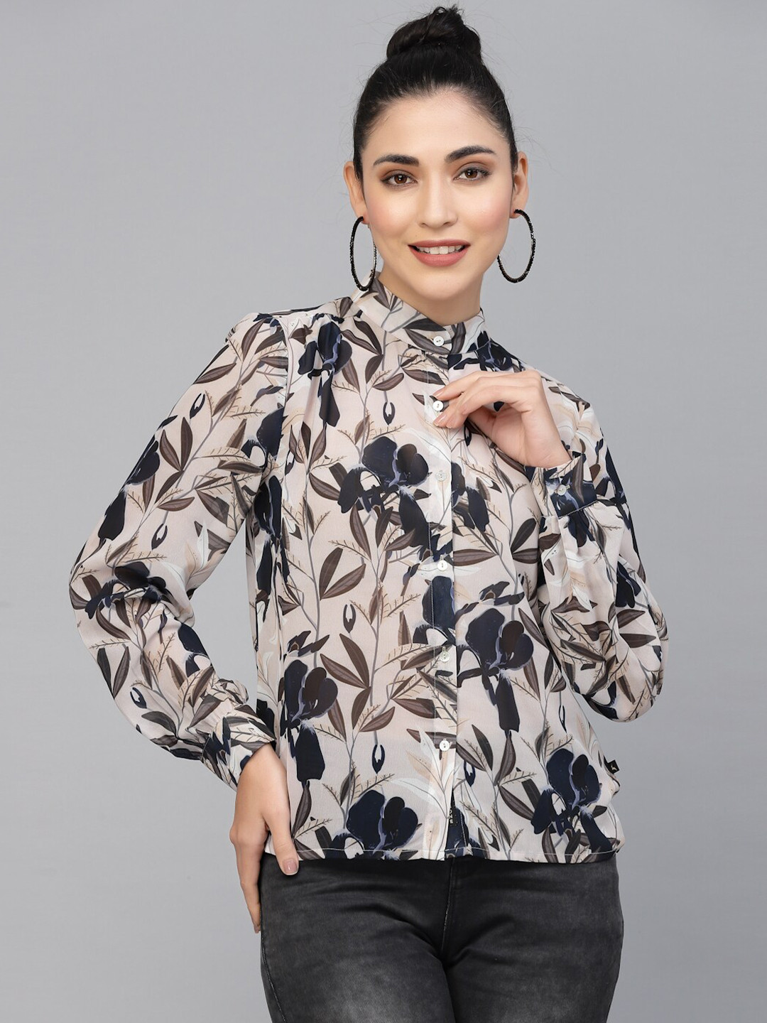 

VALBONE Comfort Floral Printed Casual Shirt, Beige
