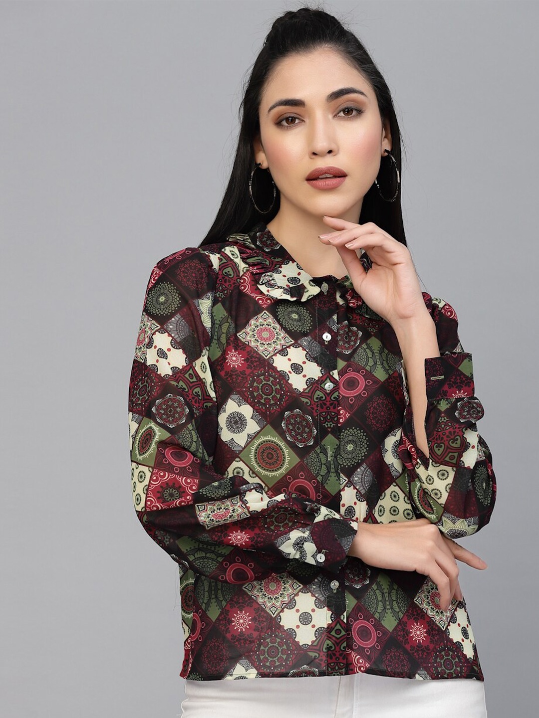 

VALBONE Comfort Floral Printed Casual Shirt, Brown
