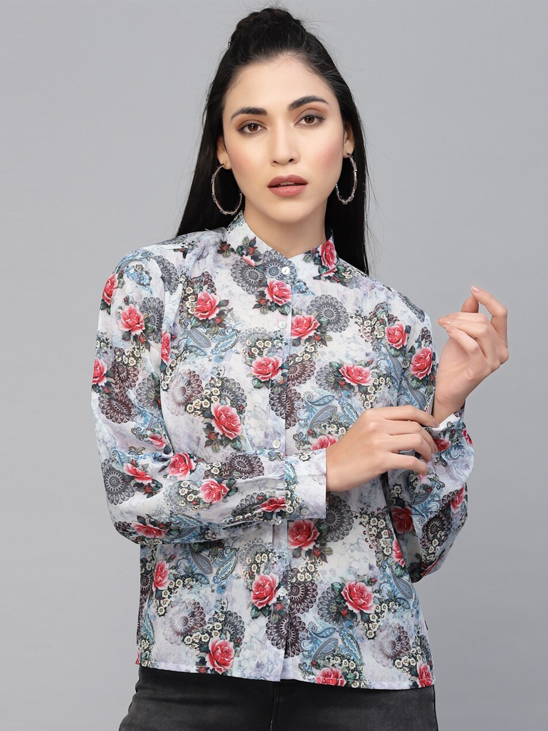 

VALBONE Comfort Floral Printed Casual Shirt, Cream