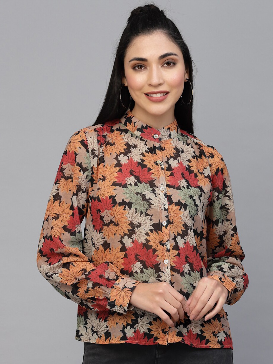 

VALBONE Comfort Floral Printed Semi Sheer Casual Shirt, Coral