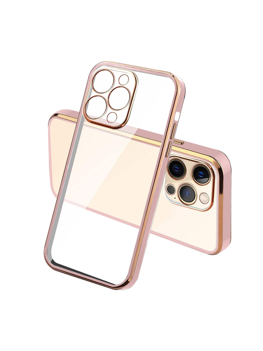 

KARWAN Square Platting iPhone 12 Phone Back Cover, Pink