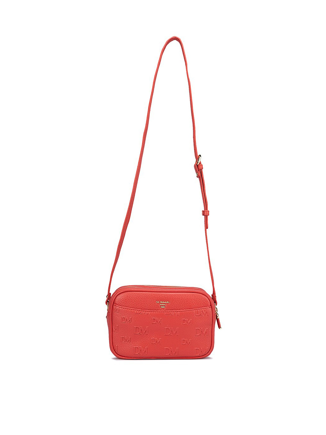 

Da Milano Floral Leather Structured Sling Bag, Orange