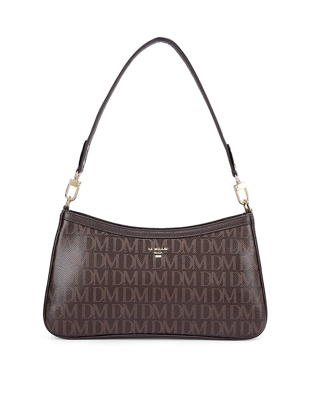 

Da Milano Textured Leather Structured Shoulder Bag with Quilted, Brown