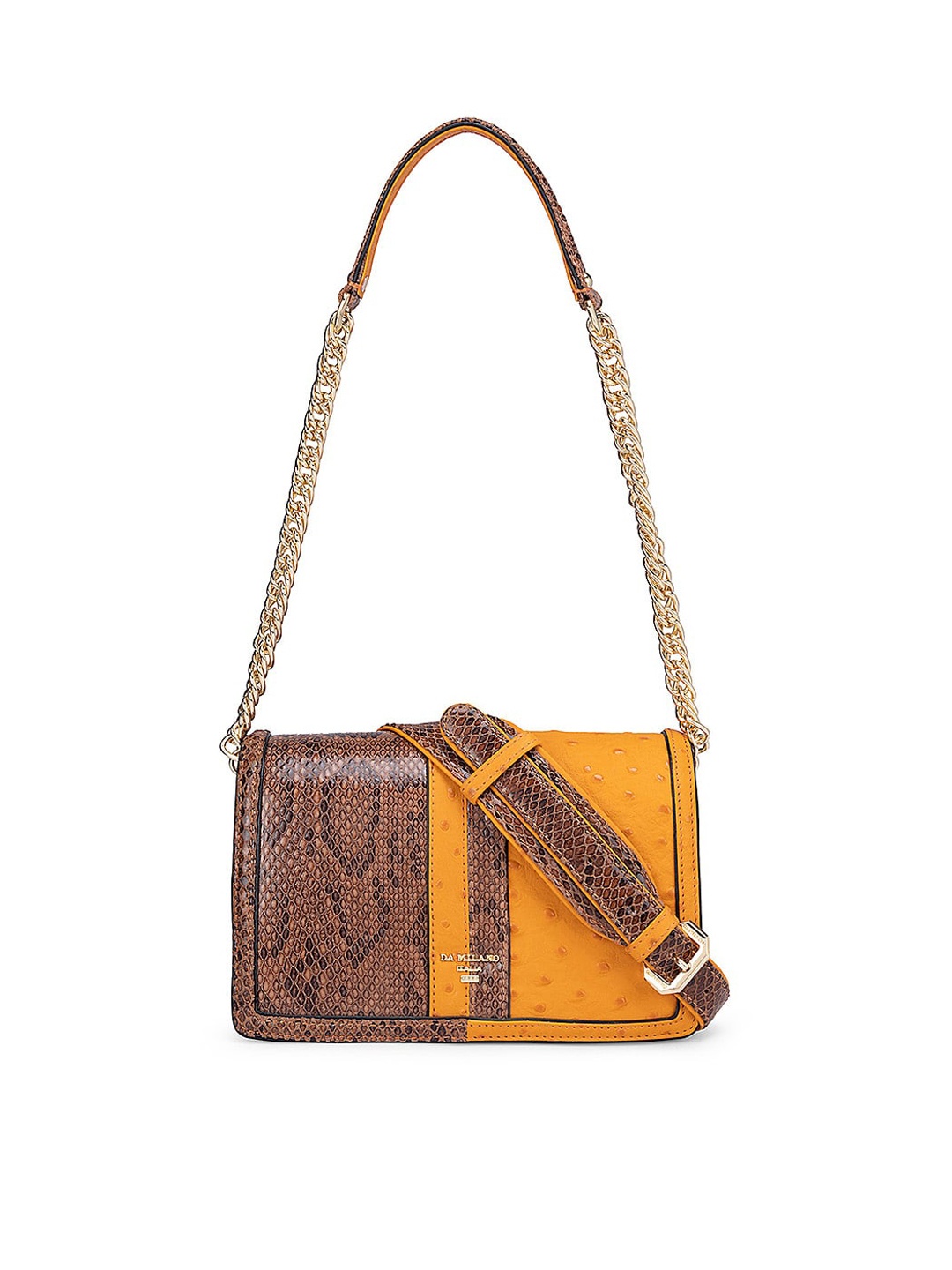 

Da Milano Textured Leather Bucket Shoulder Bag, Orange