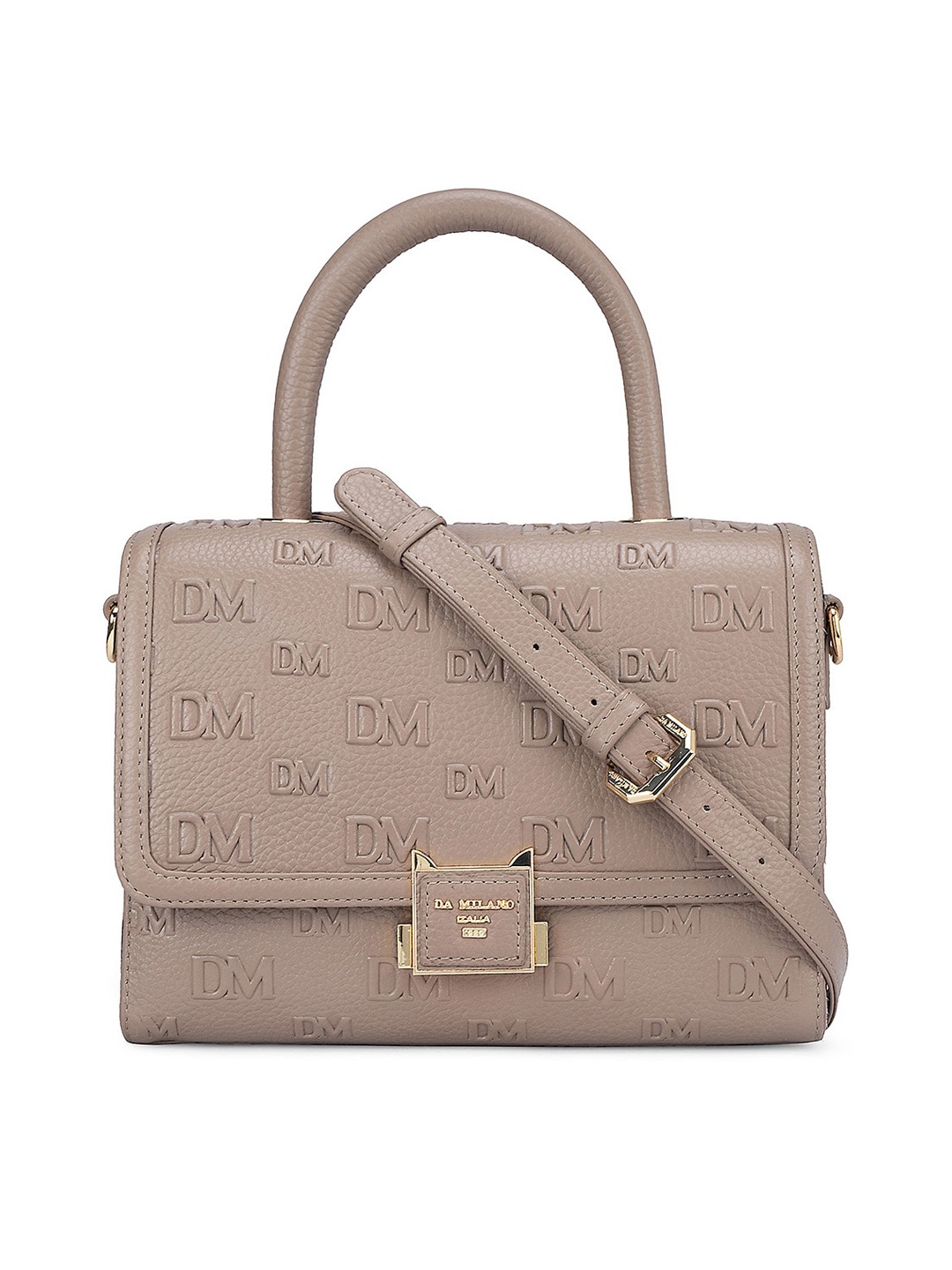 

Da Milano Leather Structured Handheld Bag, Beige