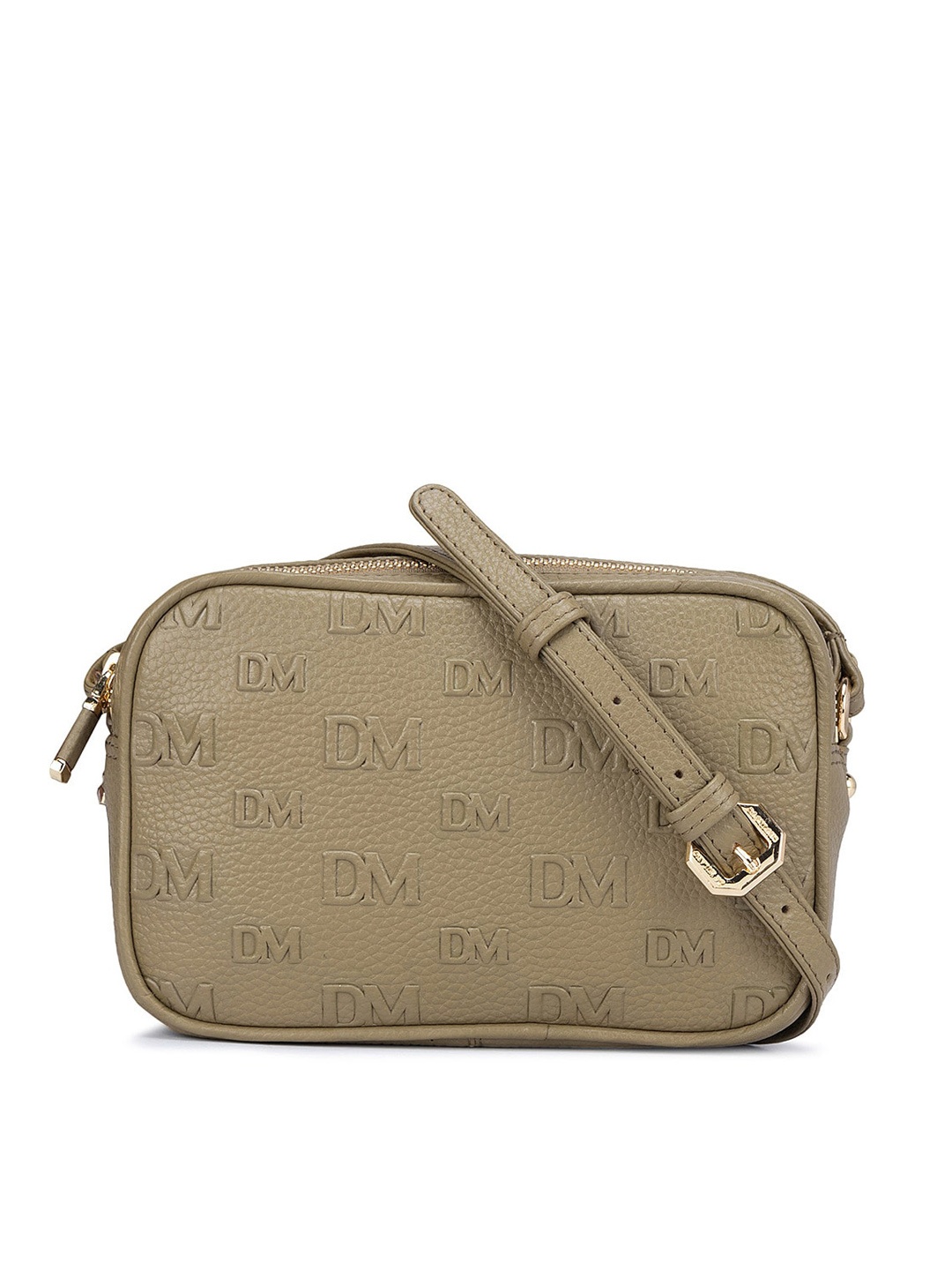 

Da Milano Self Design Leather Structured Sling Bag, Green