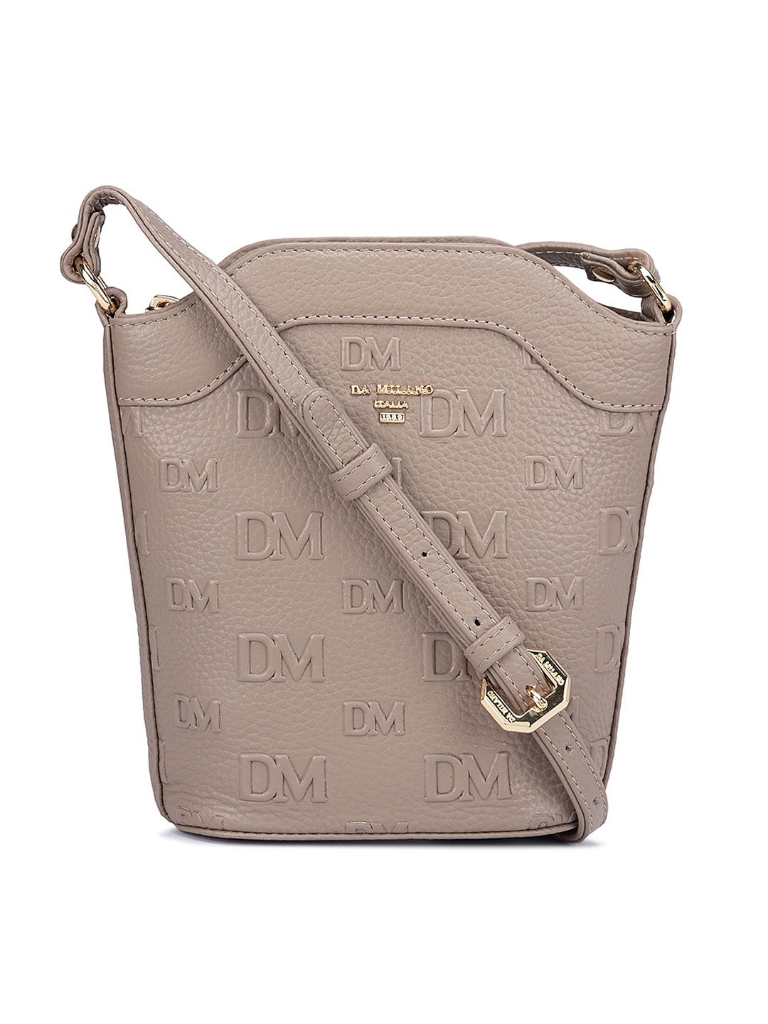 

Da Milano Textured Leather Structured Sling Bag, Grey