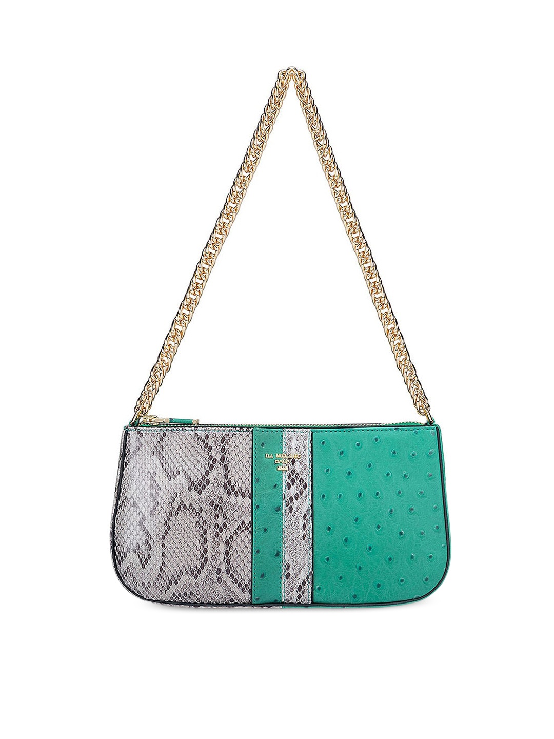 

Da Milano Animal Printed Leather Structured Sling Bag, Sea green