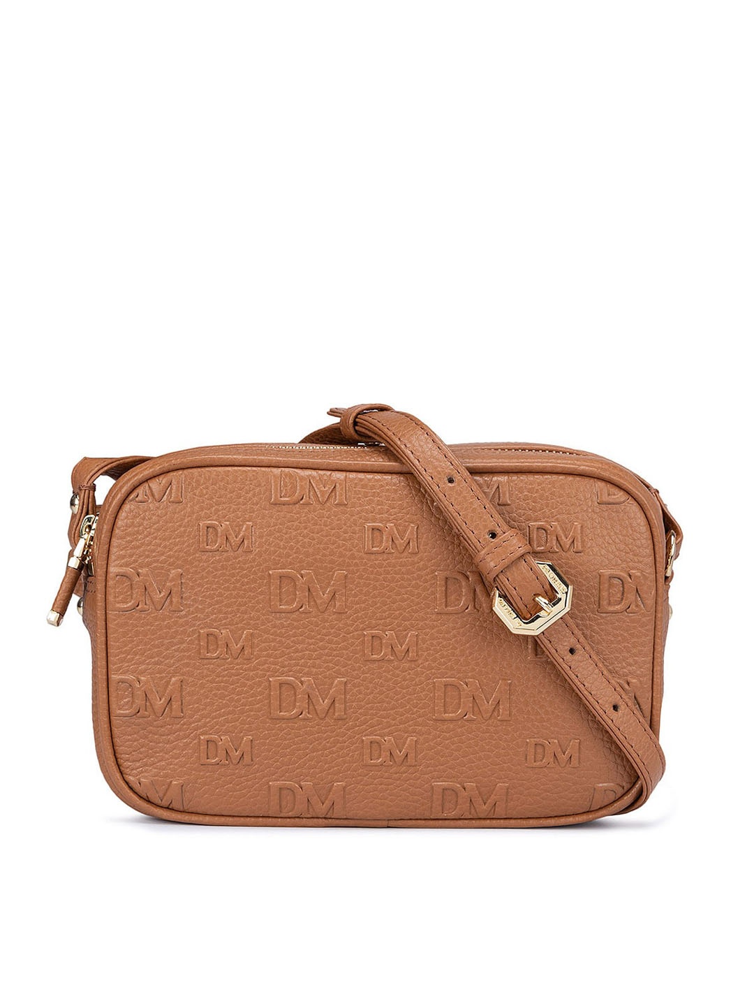

Da Milano Textured Leather Structured Sling Bag, Brown