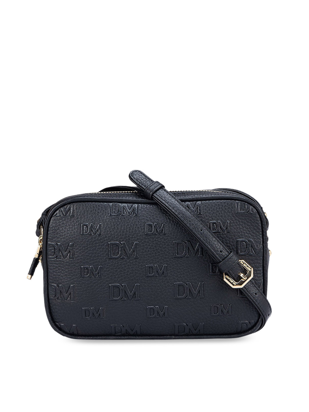 

Da Milano Textured Leather Structured Shoulder Bag, Black