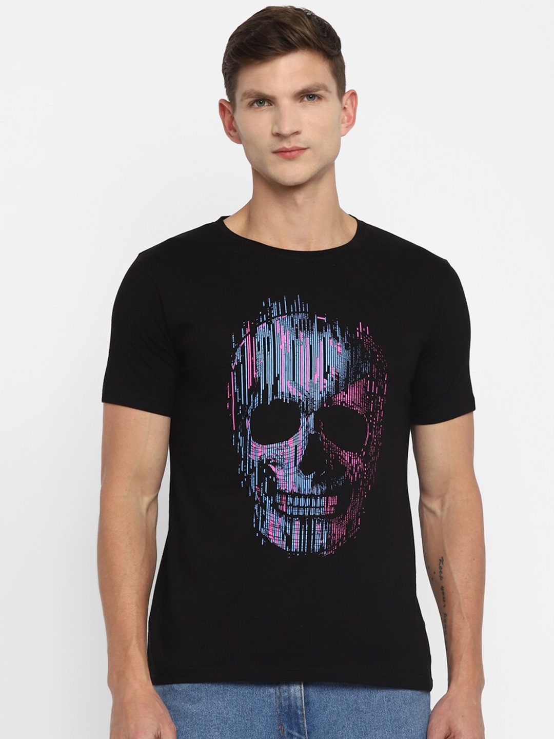 

appulse Graphic Printed Cotton T-shirt, Black