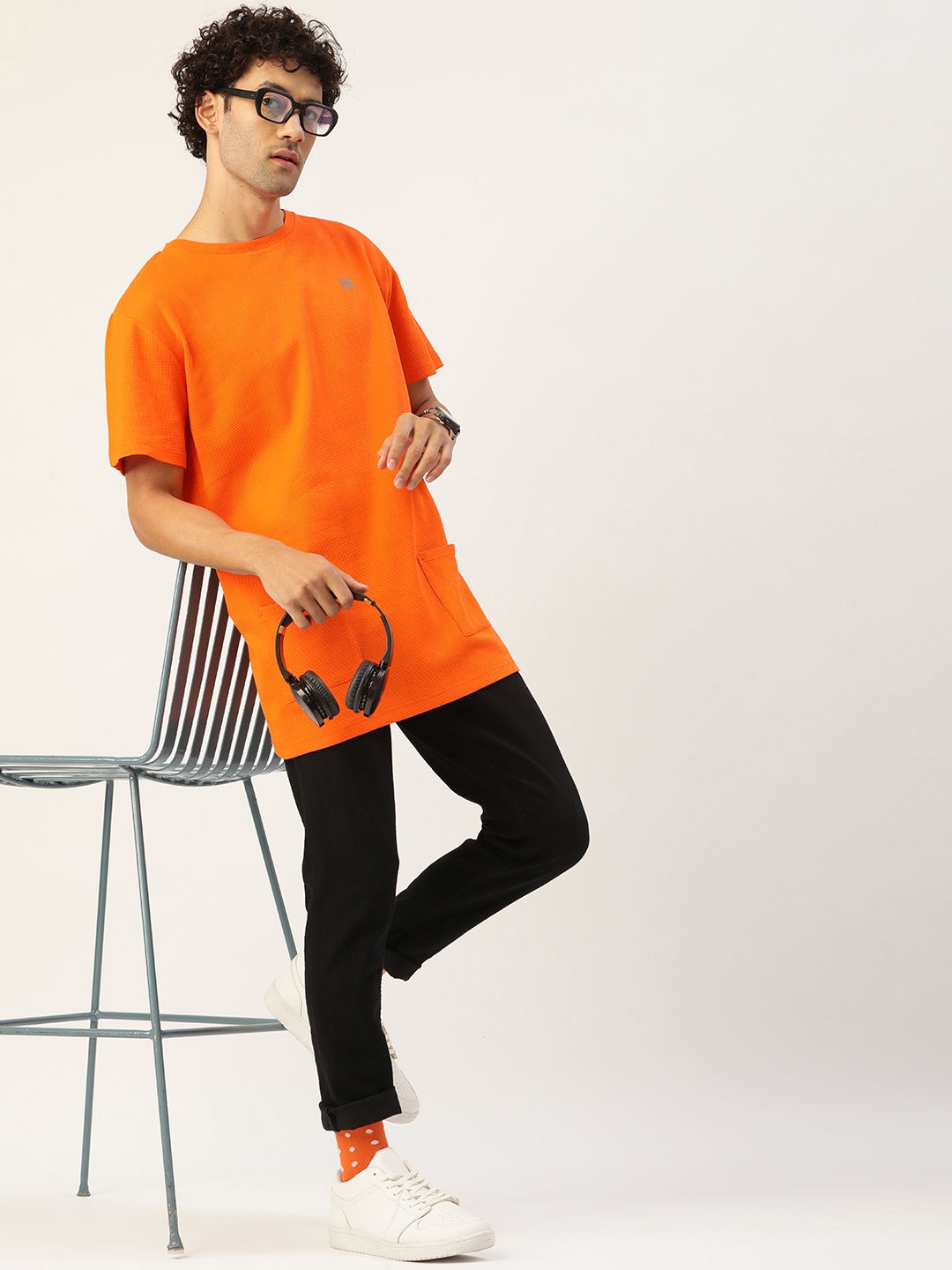 

Kook N Keech Drop-Shoulder Sleeves Oversize T-shirt, Orange