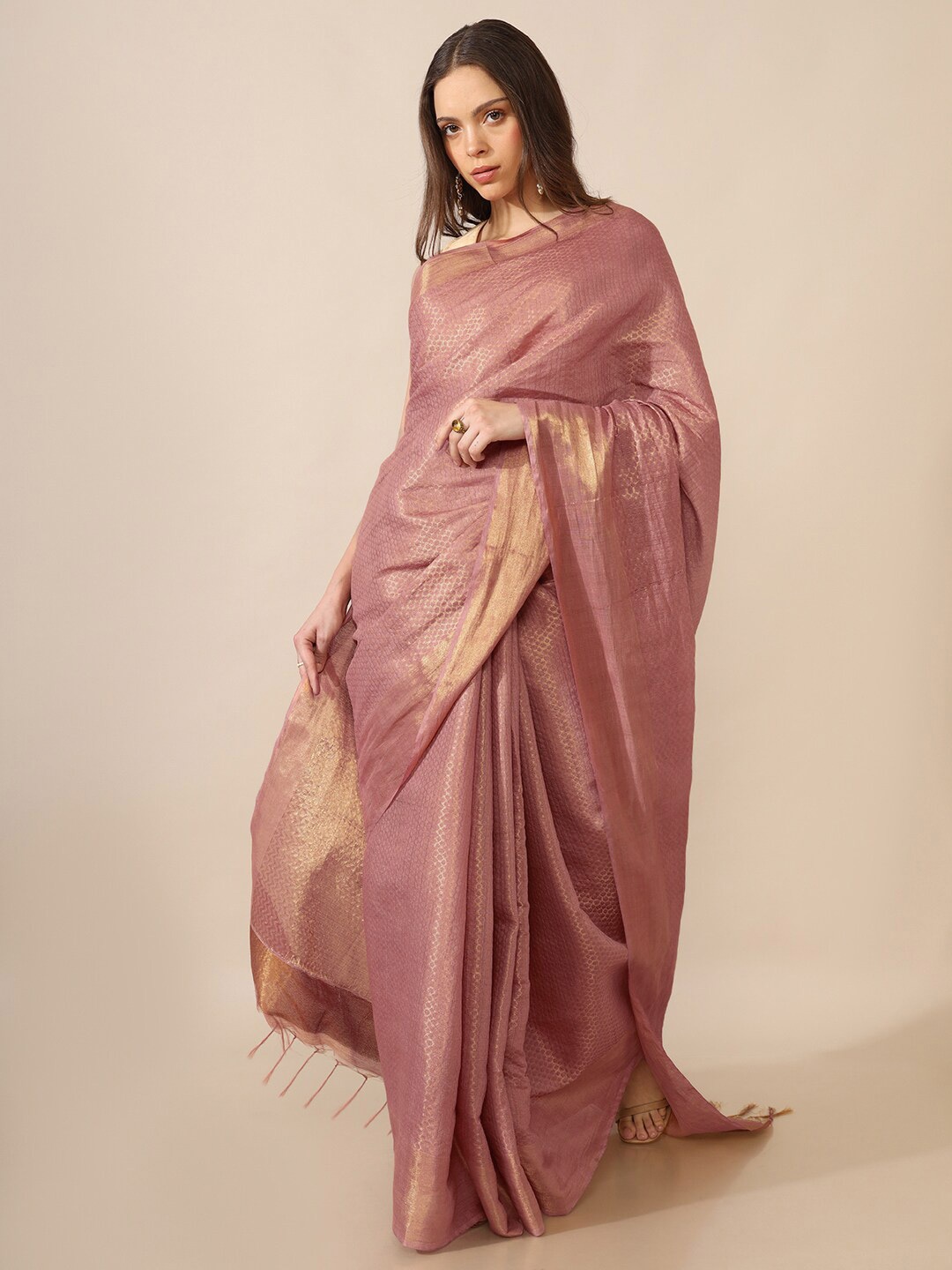 

Saaki Woven Design Zari Banarasi Saree, Pink