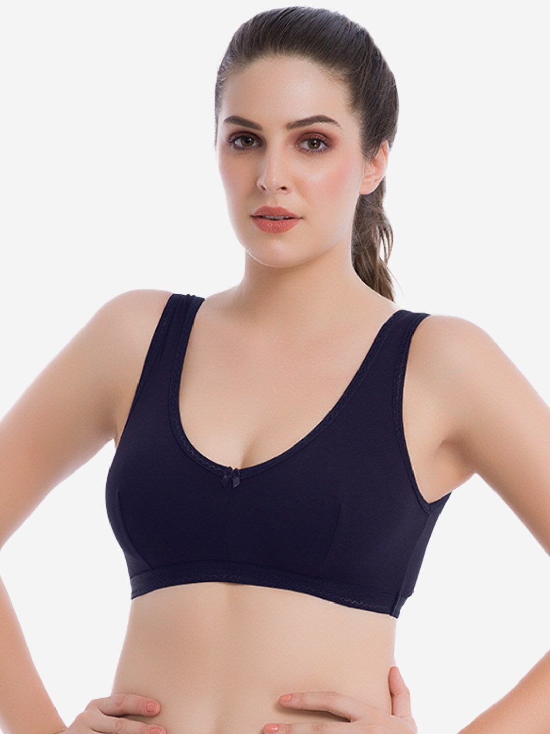 

GROVERSONS Paris Beauty Non Padded Non-Wired Sports Workout Bra, Navy blue