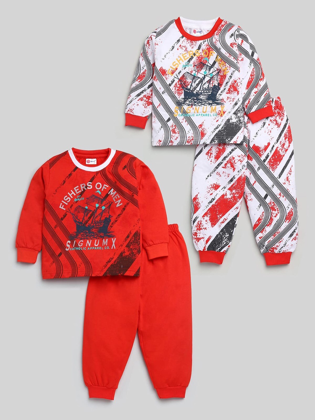 

Mars Infiniti Boys Pack of 2 Printed T-shirt with Joggers, Red