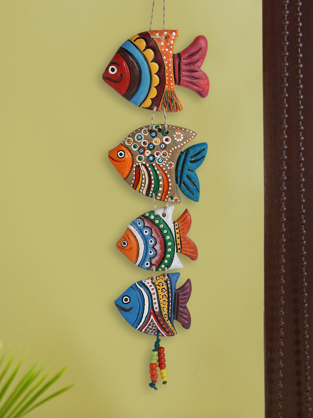 

ExclusiveLane The Farmyard Sunrise-1 Blue & Red Printed Terracotta Wall Hanging