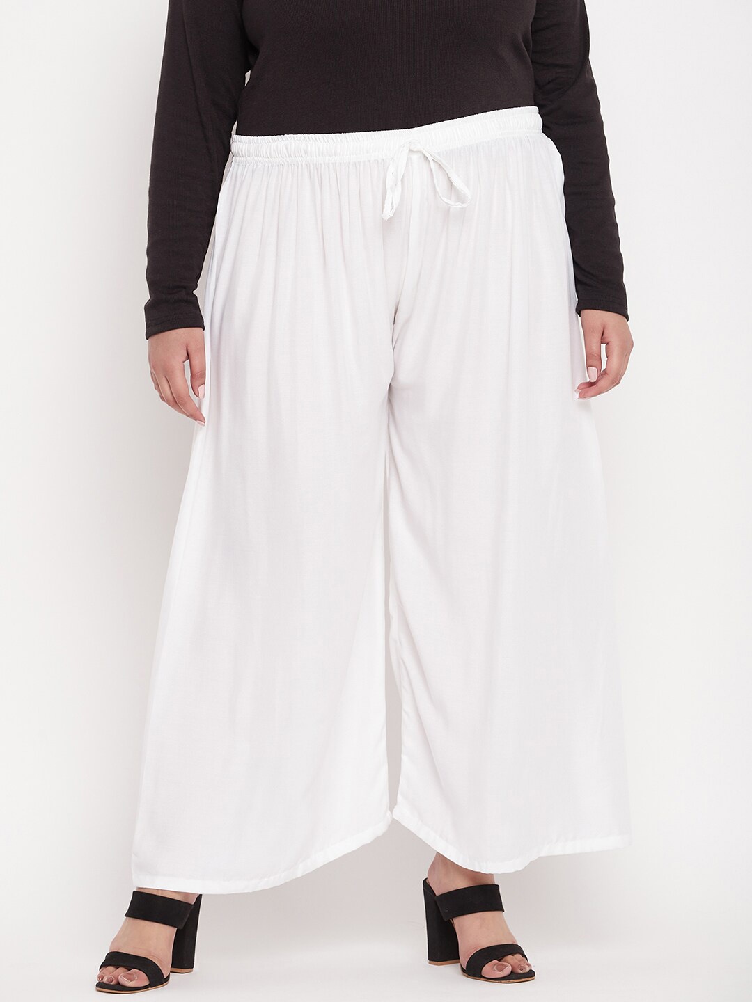 

Clora Creation Women Elasticated Flared Palazzo, White