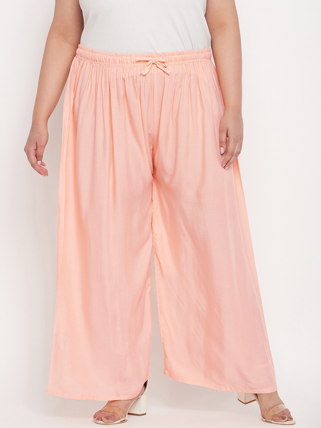 

Clora Creation Plus Size Women Straight Fit Palazzos, Peach