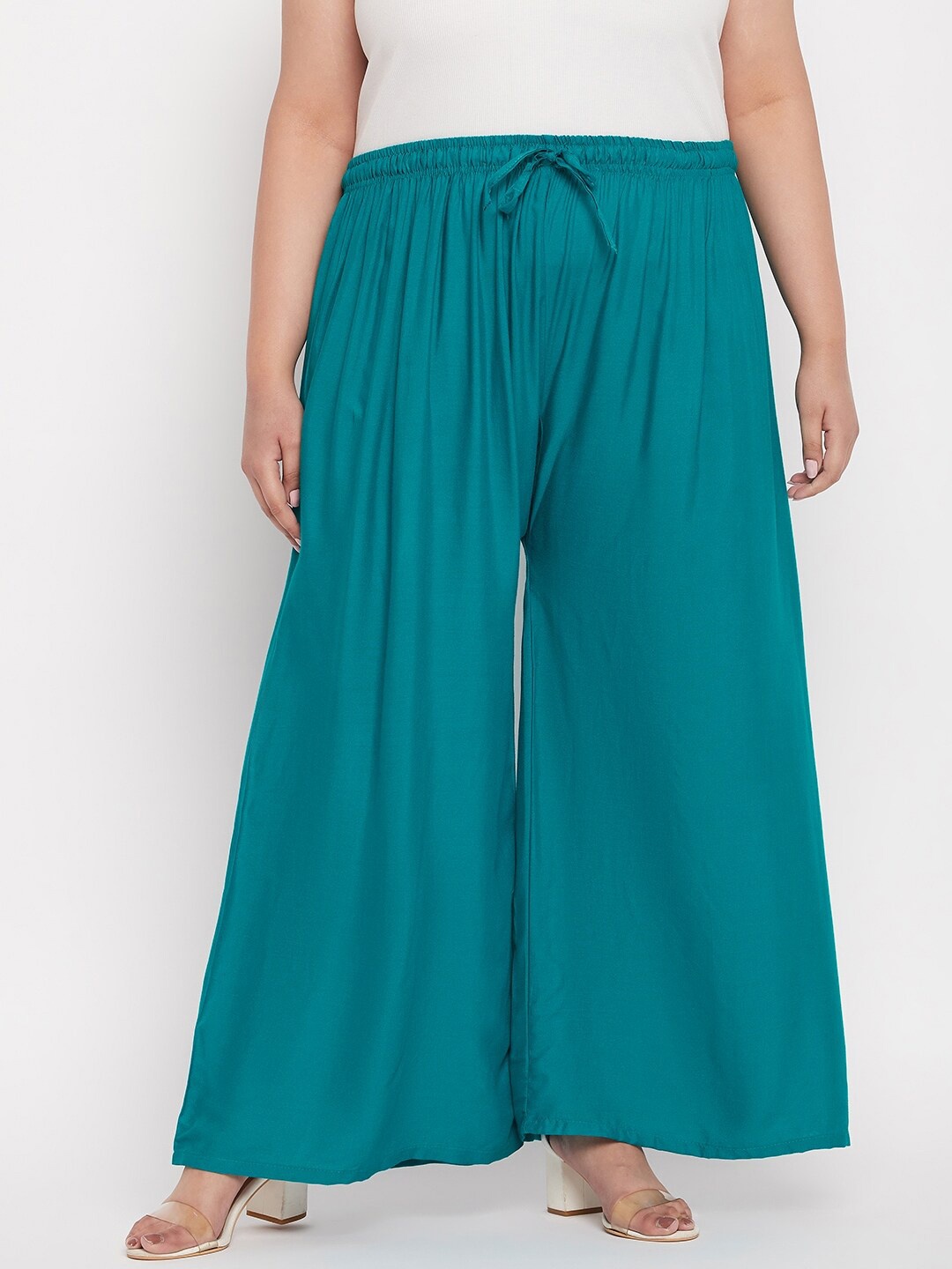 

Clora Creation Women Rayon Wide Leg Palazzos, Teal