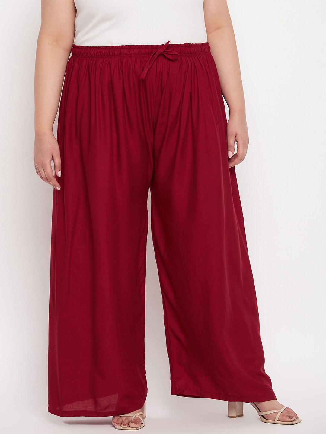 

Clora Creation Women Wide Leg Palazzos, Maroon